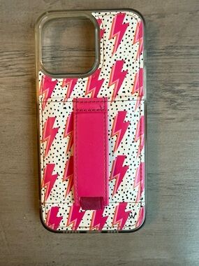 Walli Cases for iPhone 14 Pro Max, Bright Pink Lightning Bolt
